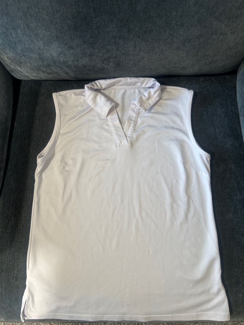 Sleeveless White Polo Tank Top